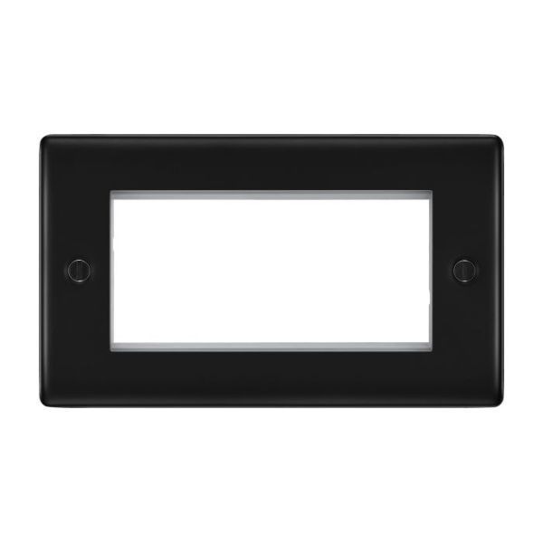 BG NFBEMR4 Nexus Metal Matt Black 100x50 Aperture Quadruple Rectangular Euro Module Front Plate