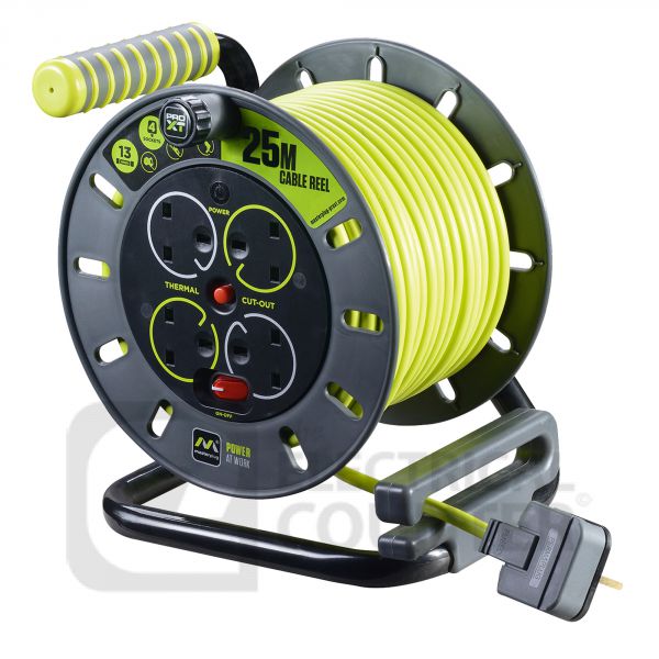 BG Electrical Pro XT 4 Gang Medium Open Cable Reel with Switch and