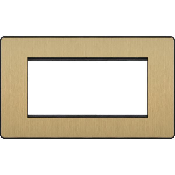 BG PCDSBEMR4B Satin Brass Evolve 4 Euro Module Front Plate - Black Insert