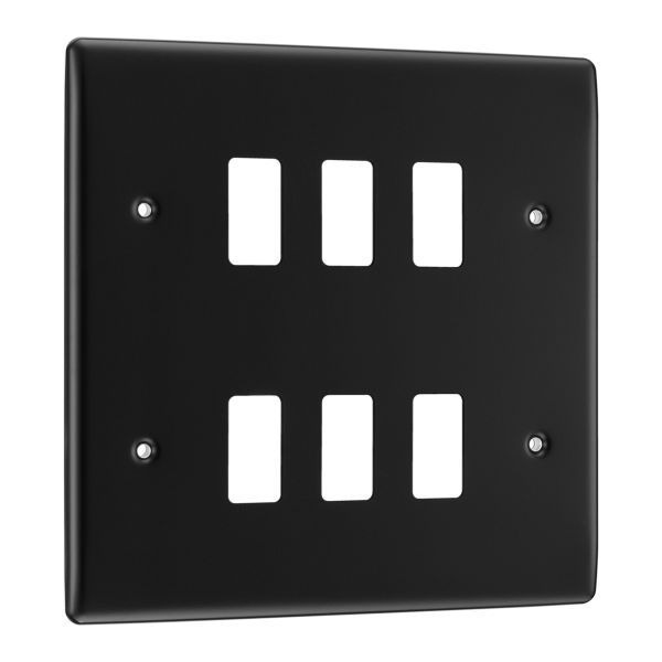 BG RNFB6 Nexus Metal Matt Black 6 Module Grid Front Plate