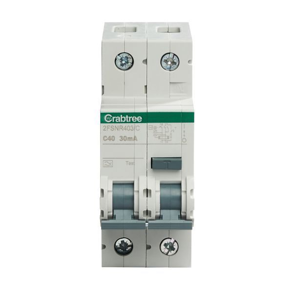 Crabtree 2FSNR403/C Loadstar 2 Module 40A 30mA 1P+N C-Curve 6kA Type-A Standalone RCBO