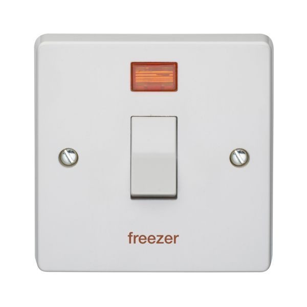 Crabtree 4013/3/FZ Capital White 1 Gang 32A 2 Pole Neon 'freezer' Switch