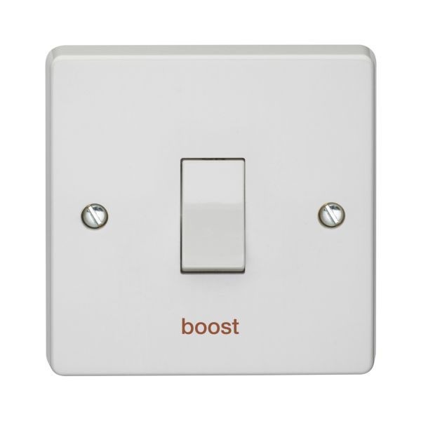 Crabtree 4015/BST Capital White 1 Gang 20A 2 Pole 'boost' Plate Switch