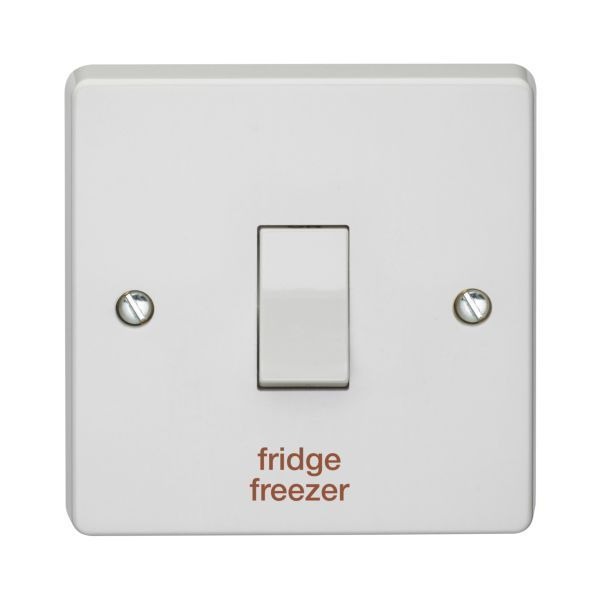 Crabtree 4015/FF Capital White 1 Gang 20A 2 Pole 'fridge freezer' Plate Switch