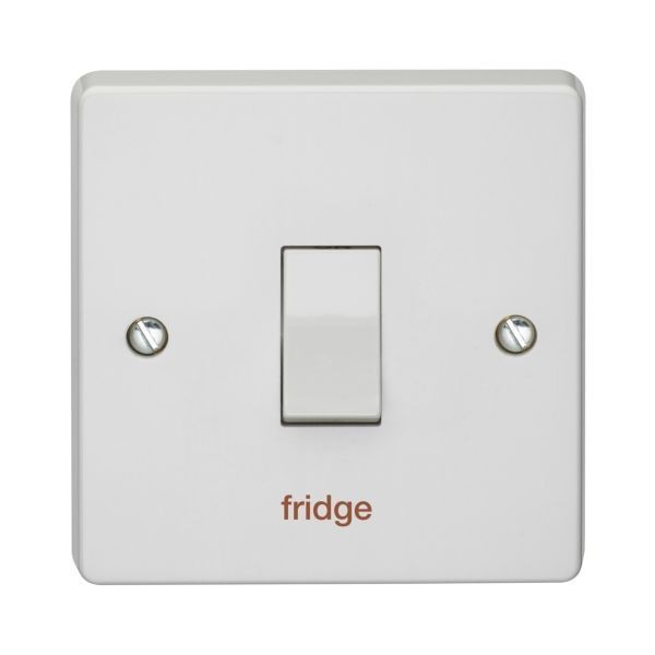 Crabtree 4015/FR Capital White 1 Gang 20A 2 Pole 'fridge' Plate Switch