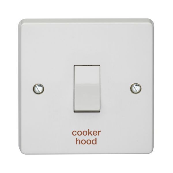 Crabtree 4015/HD Capital White 1 Gang 20A 2 Pole 'cooker hood' Plate Switch