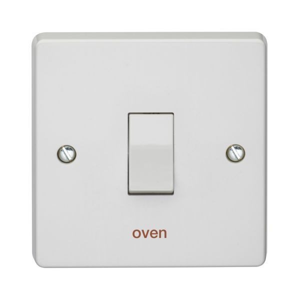 Crabtree 4015/OV Capital White 1 Gang 20A 2 Pole 'oven' Plate Switch