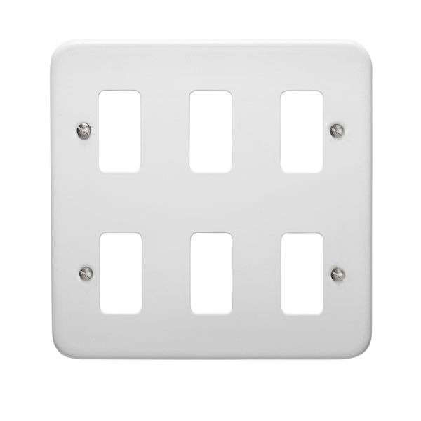 Crabtree 6586/WH Rockergrid Metalclad White 6 Gang Surface Grid Cover Plate