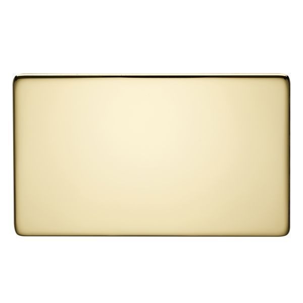 Crabtree 7777/PB Screwless Polished Brass 2 Gang Blank Plate