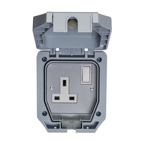 Crabtree 9705/66 Weatherproof IP66 1 Gang 13A 2 Pole Switched Socket