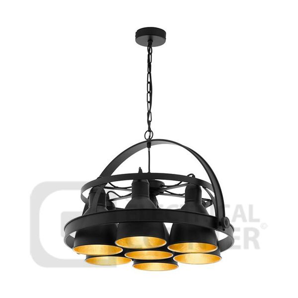 Backbarrow Black Gold Ceiling Light 7x60w E27 1200mm