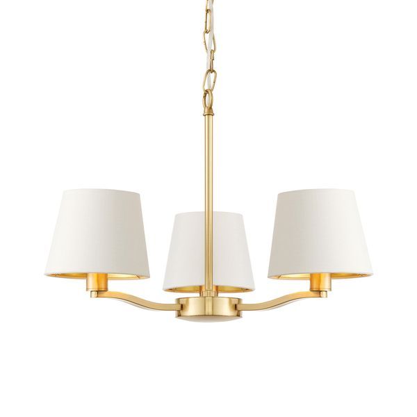 Endon Lighting 67735 Harvey Brushed Satin Gold 3x40W E14 Candle 500mm Pendant Light