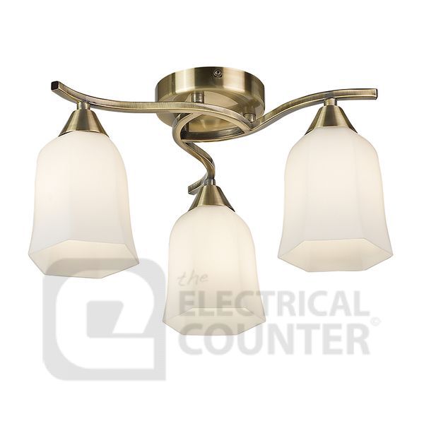 Endon 96973 Ab Antique Brass Alonso Semi Flush Ceiling Light