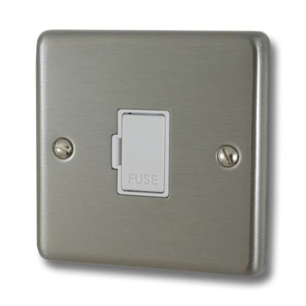 G and H Electrical CSS90W Contour Brushed Steel Unswitched Fused Spur - White Insert