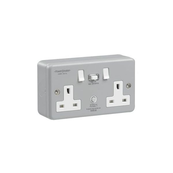 Greenbrook K22MPAPN10-C Grey Metalclad PowerBreaker RCD Twin Socket ...