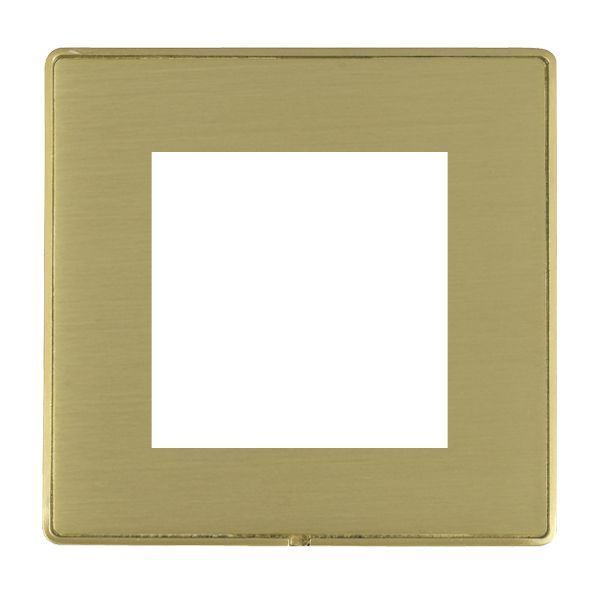 Hamilton LDEURO2SB-SB EuroFix Linea-Duo CFX Satin Brass 2 Gang 50x50mm Aperture Front Plate