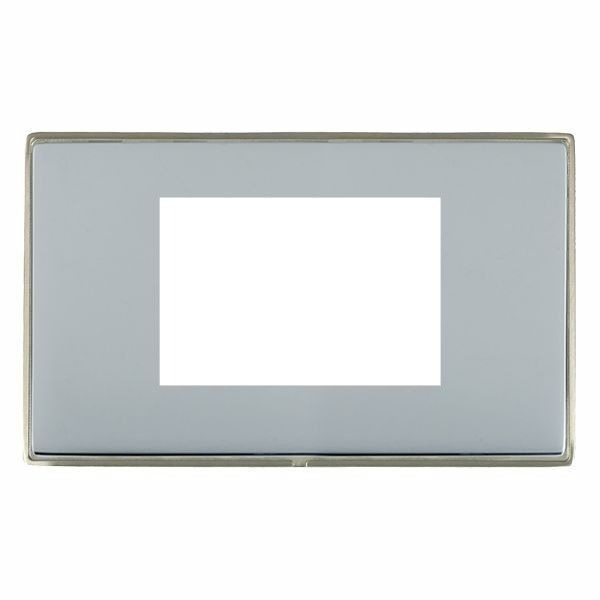 Hamilton LDEURO3SN-BS EuroFix Linea-Duo CFX Bright Steel 3 Gang 75x50mm Aperture Front Plate - Satin Nickel Trim