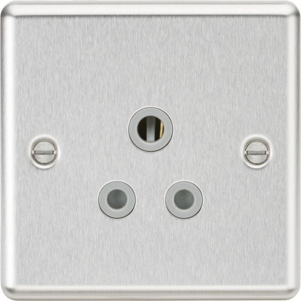 Knightsbridge CL5ABCG Rounded Edge Brushed Chrome 5A Unswitched Socket - Grey Insert