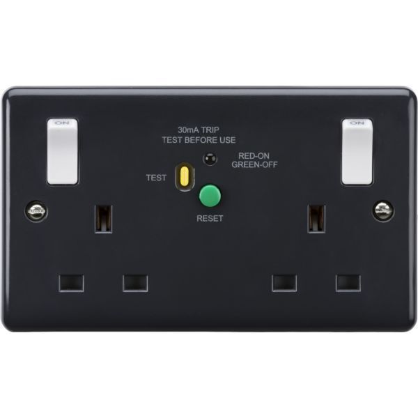 Knightsbridge PM9RCD Part M 2 Gang 13A Type-A 30mA RCD 2 Pole Outboard Switched Socket