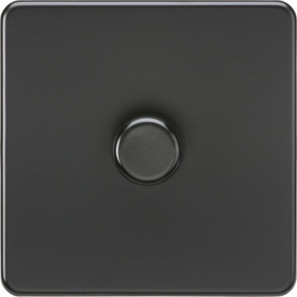 Knightsbridge SF2191MBB Screwless Matt Black 1 Gang 150W 2 Way LED Intelligent Dimmer Switch