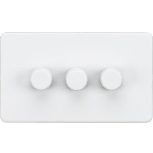 Knightsbridge SF2193MW Screwless Matt White 3 Gang 150W 2 Way LED Intelligent Dimmer Switch