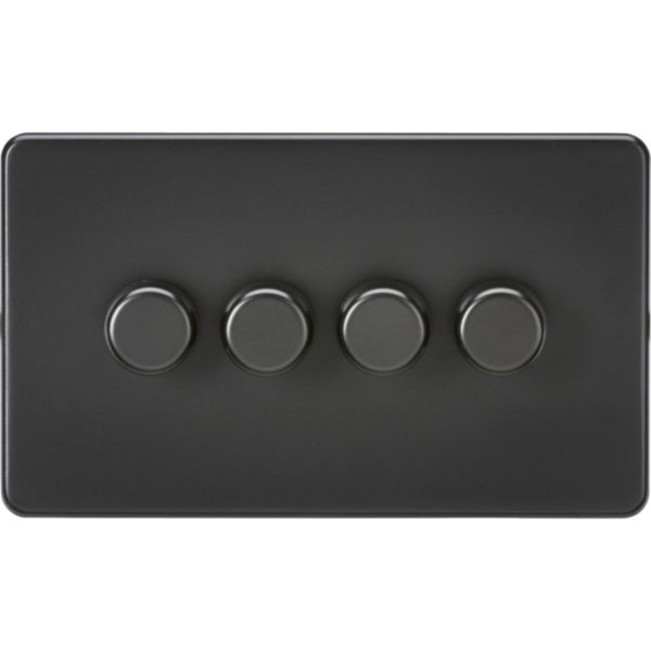 Knightsbridge SF2194MBB Screwless Matt Black 4 Gang 150W 2 Way LED Intelligent Dimmer Switch