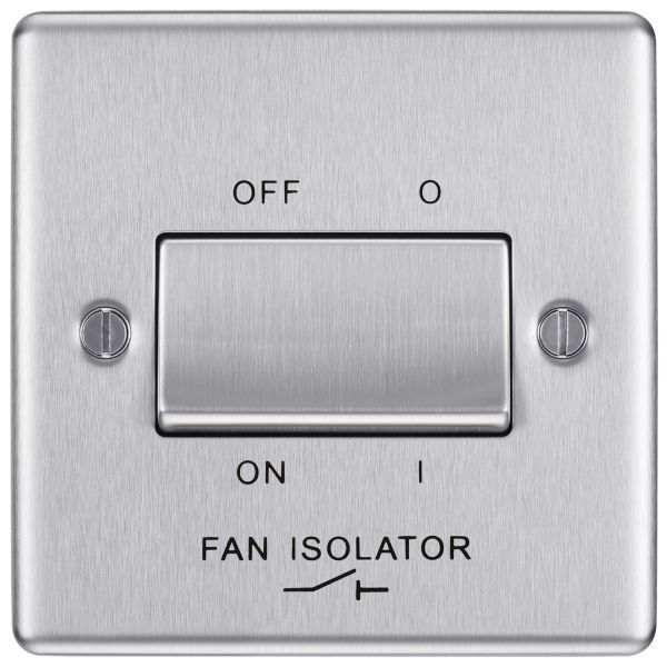 Matrix MTFANSWBS Brushed Steel 1 Gang 10A 3 Pole Fan Isolator Switch