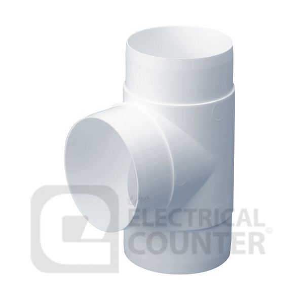 National Ventilation MONV302 Monsoon White Equal T-Piece for Round Pipe 100mm