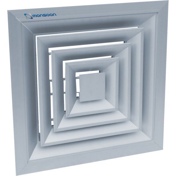 National Ventilation FWD300 Monsoon White Finish 200mm 4 Way Diffuser 447x447mm