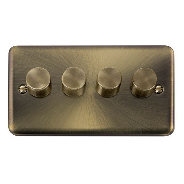 Click DPAB164 Deco Plus Antique Brass 4 Gang 2 Way 100W LED Dimmer Switch