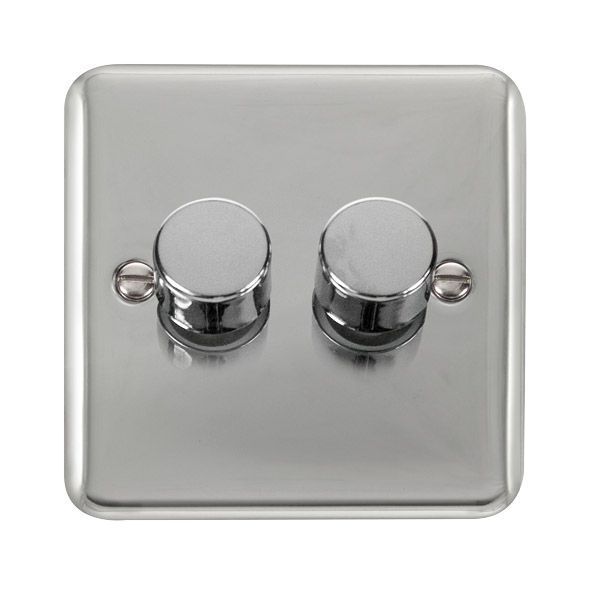 Click DPCH162 Deco Plus Polished Chrome 2 Gang 100W 2 Way LED Dimmer Switch