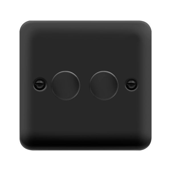 Click DPMB162 Deco Plus Matt Black 2 Gang 100W 2 Way LED Dimmer Switch