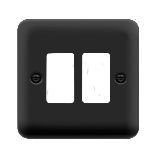 Click DPMB20402 GridPro Matt Black 2 Gang Deco Plus Range Front Plate