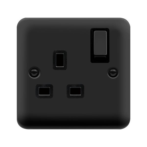 Click DPMB535BK Deco Plus Matt Black 1 Gang 13A 2 Pole Switched Socket