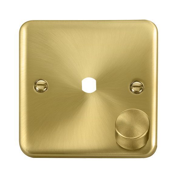 Click DPSB140PL Deco Plus Satin Brass 1 Gang Dimmer Switch Plate with Knob