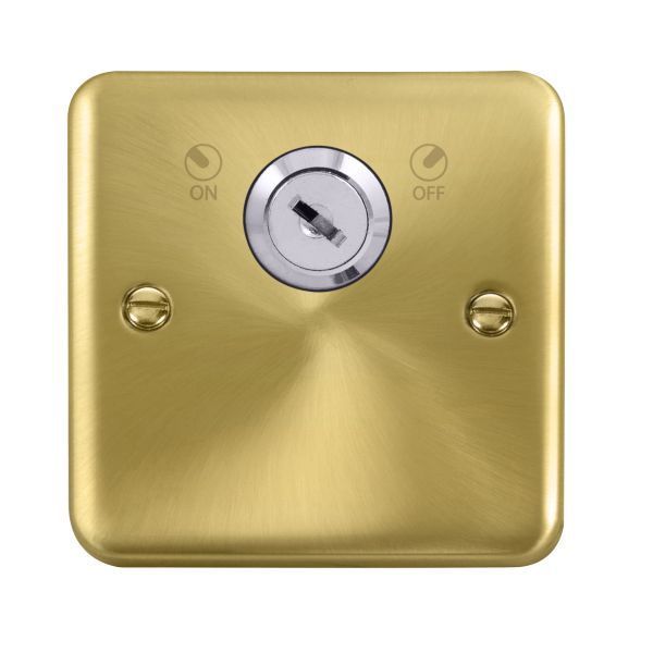 Click DPSB660 Deco Plus Satin Brass 1 Gang 20A 2 Pole Lockable Plate Switch