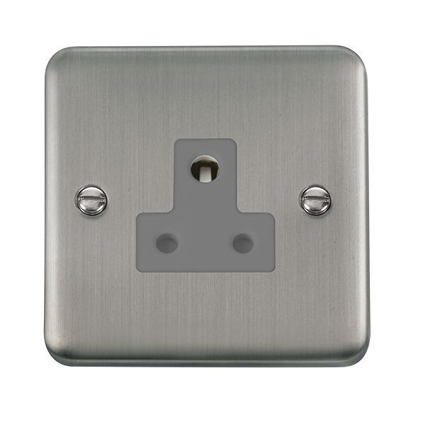 Click DPSS038GY Deco Plus Stainless Steel 5A Round Pin Socket - Grey Insert