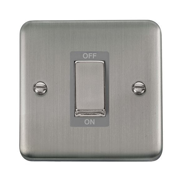 Click DPSS500GY Deco Plus Stainless Steel 1 Gang 45A 2 Pole Cooker Switch - Grey Insert