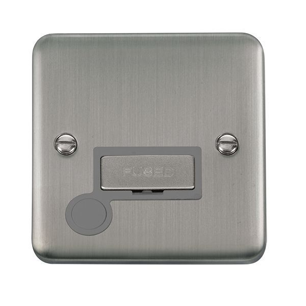 Click DPSS550GY Deco Plus Stainless Steel 13A Flex Outlet Fused Spur Unit - Grey Insert
