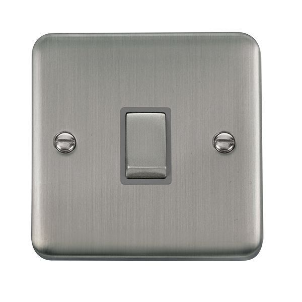 Click DPSS722GY Deco Plus Stainless Steel Ingot 1 Gang 20A 2 Pole Switch - Grey Insert