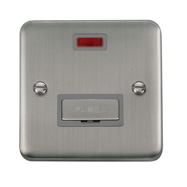 Click DPSS753GY Deco Plus Stainless Steel Ingot 13A 2 Pole Neon Fused Spur Unit - Grey Insert