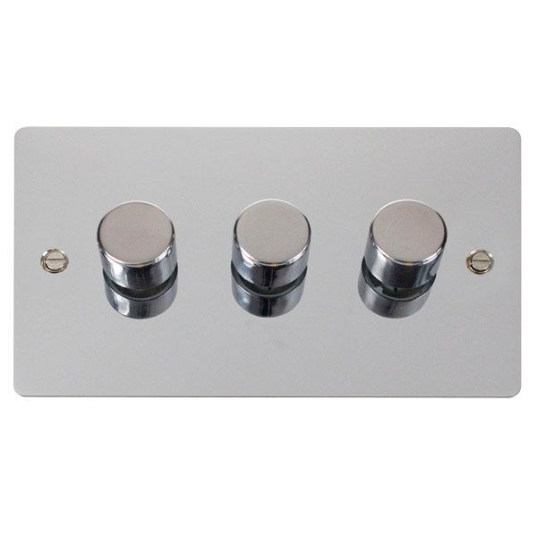 Click FPCH163 Define Polished Chrome 3 Gang 100W 2 Way Dimmer Switch 