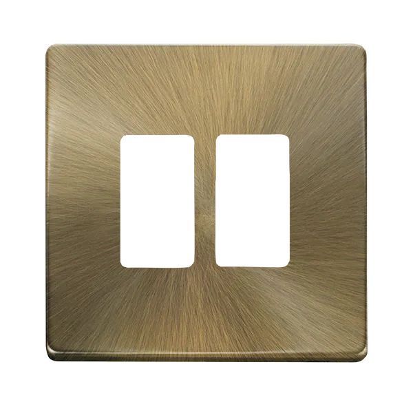 Click SCP20402AB GridPro Antique Brass Screwless 2 Gang Definity Front Plate