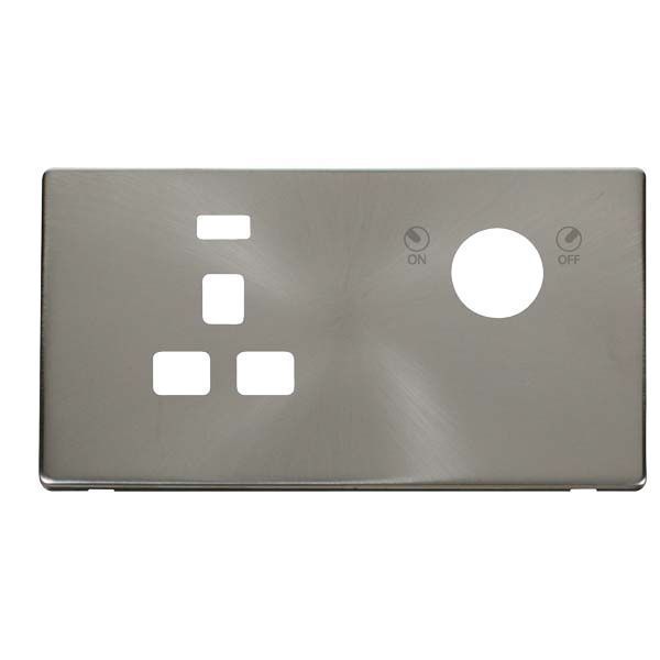 Click SCP655BS Definity Brushed Steel Screwless 1 Gang 13A 2 Pole Neon Key Lockable Socket Cover Plate