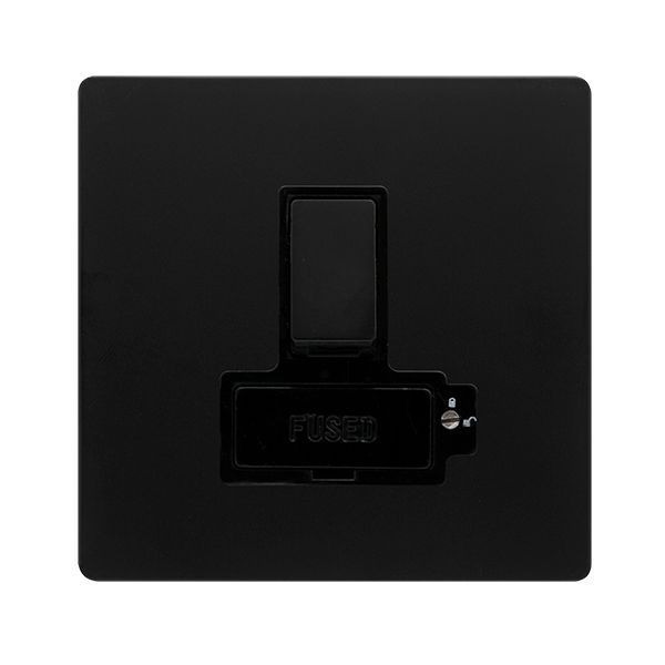 Click SFBK851BK Definity Complete Matt Black Screwless 1 Gang 13A Lockable Switched Fused Spur Unit