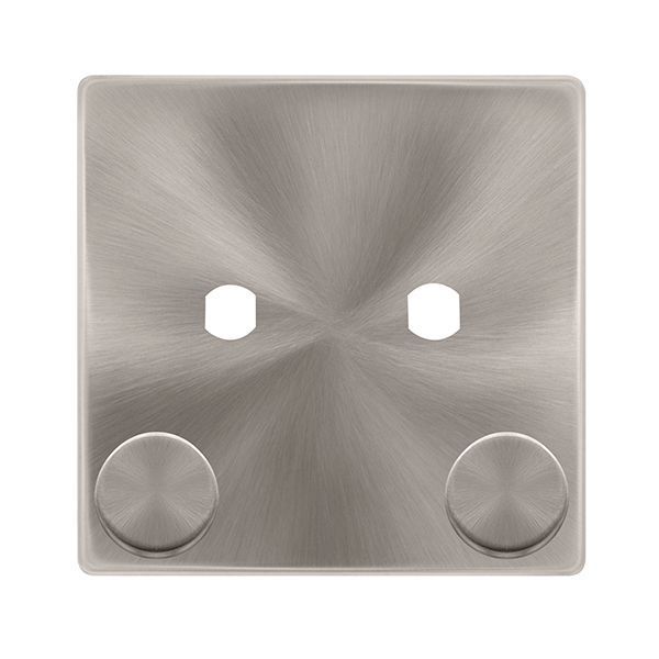 Click SFBS142PL Definity Complete Brushed Steel Screwless 1 Gang 2 Aperture Unfurnished Dimmer Plate