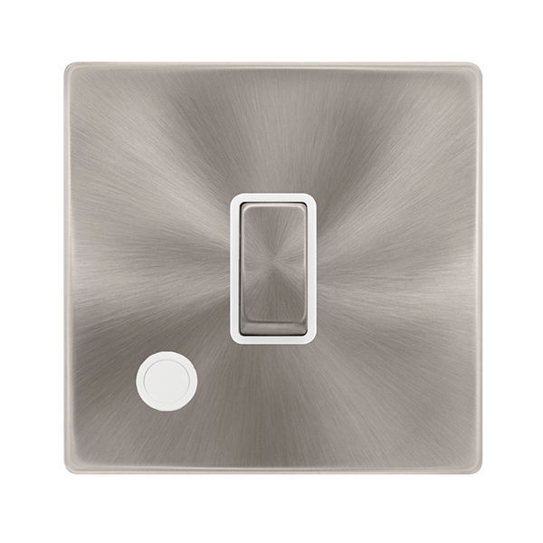 Click SFBS522PW Definity Complete Brushed Steel Screwless 20A 2 Pole Flex Outlet Plate Switch - White Insert