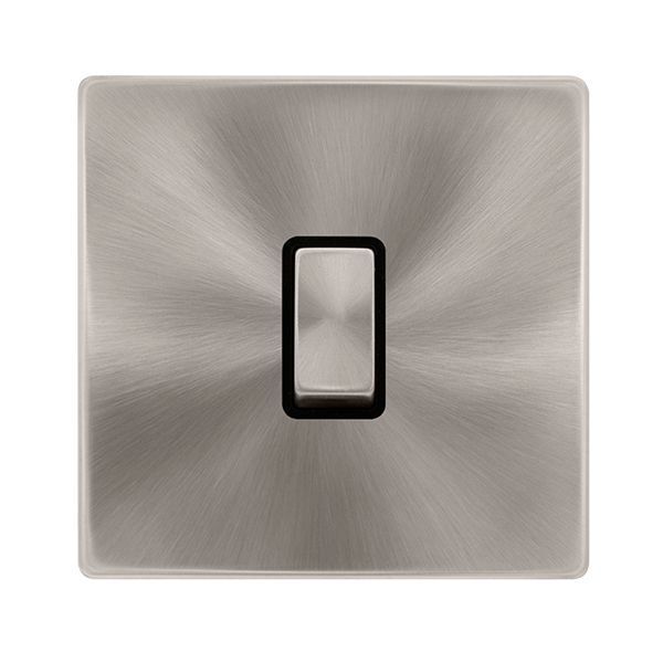 Click SFBS722BK Definity Complete Brushed Steel Screwless 1 Gang 20A 2 Pole Plate Switch - Black Insert