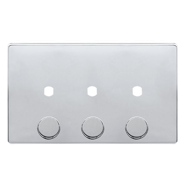Click SFCH143PL Definity Complete Polished Chrome Screwless 2 Gang 3 Aperture Unfurnished Dimmer Plate
