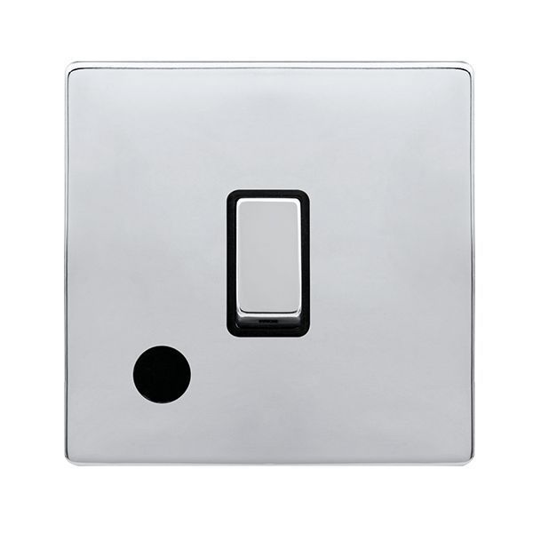 Click SFCH522BK Definity Complete Polished Chrome Screwless 20A 2 Pole Flex Outlet Plate Switch - Black Insert